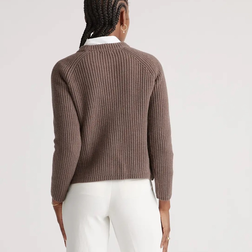 Quince 100% Organic Cotton Fisherman Crew Sweater Heather Brown Size XS - Picture 4 of 12